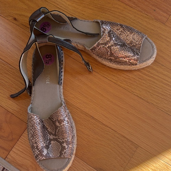 Kenneth Cole Snakeskin Espadrille Sandals - Brown and Tan - Picture 1 of 5